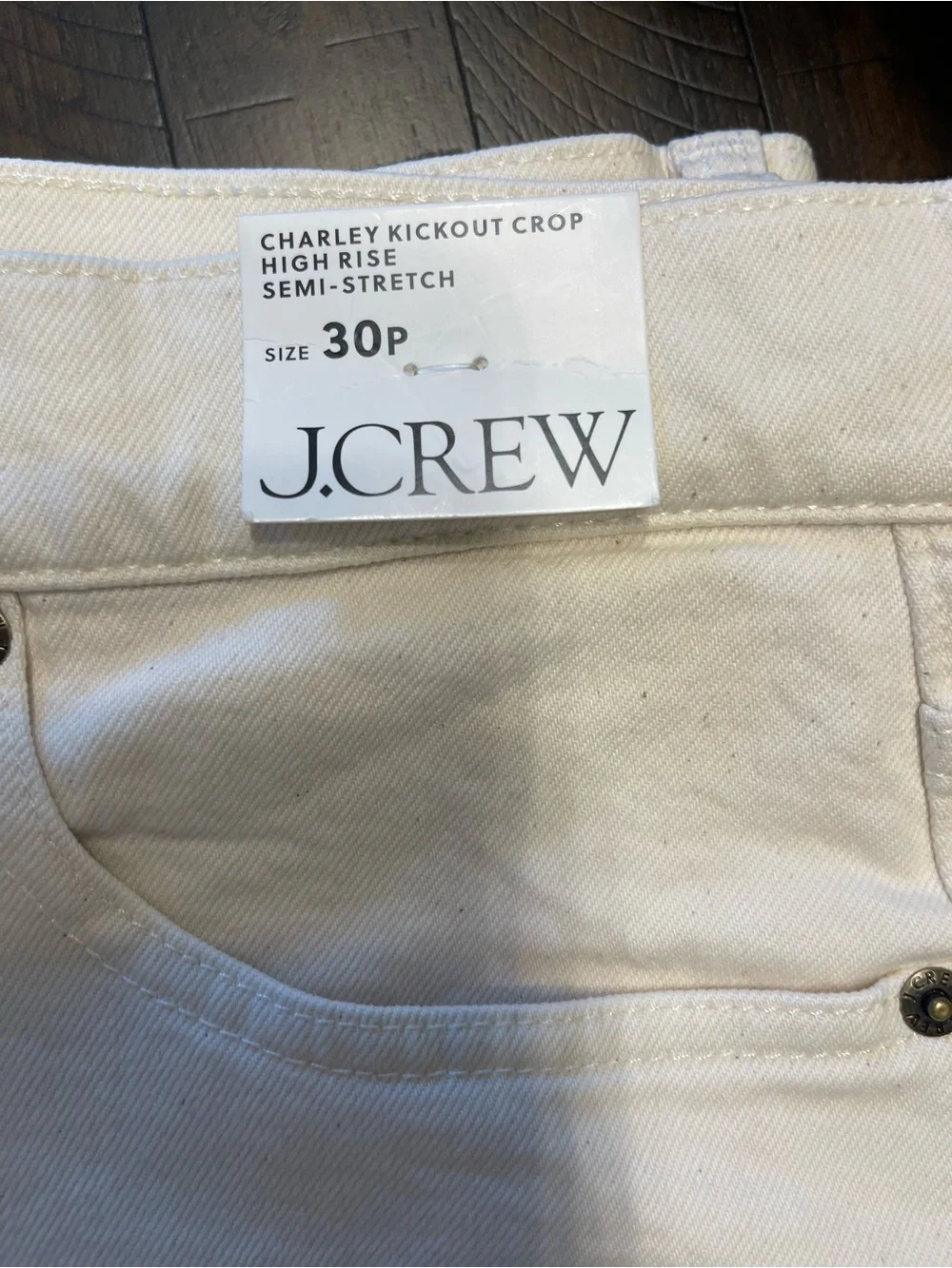 J. Crew Cream Cropped Wide-Leg Jeans